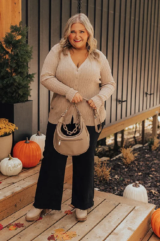 Fresh Breeze Ribbed Cardigan In Mocha Curves