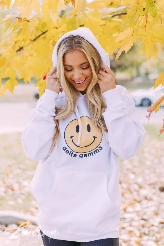 Delta Gamma Smiley Face White Hoodie