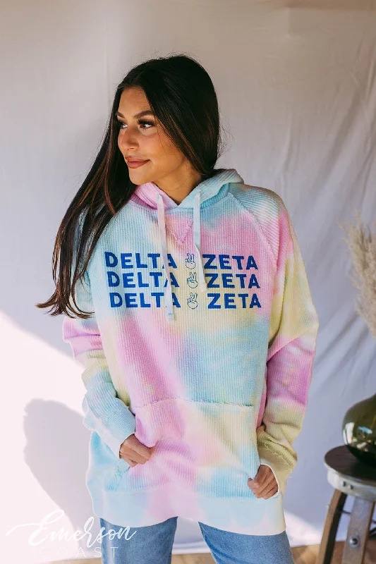 Delta Zeta PR Tie Dye Corduroy Hoodie