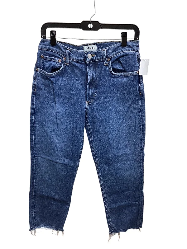 Jeans Straight By Agolde In Blue Denim, Size: 4