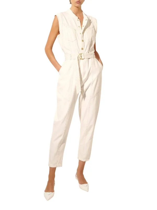 Azalia Denim Boilersuit In Cream