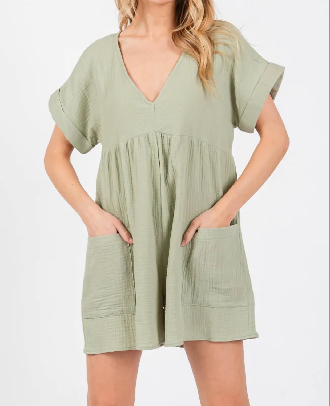 Simple Life Romper In Sage