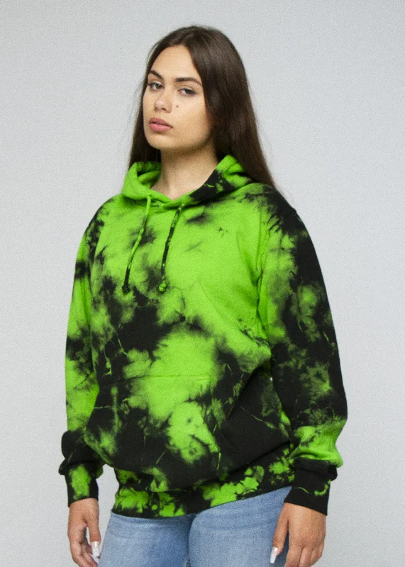 Green Black Crystal Wash Tie Dye Hoodie