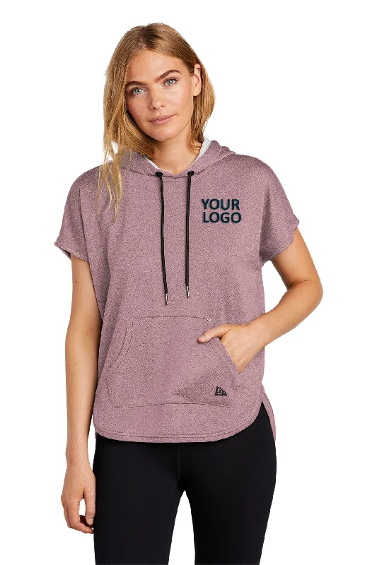 New Era Ladies Short Sleeve Custom Hoodies, Dusty Mauve Heather