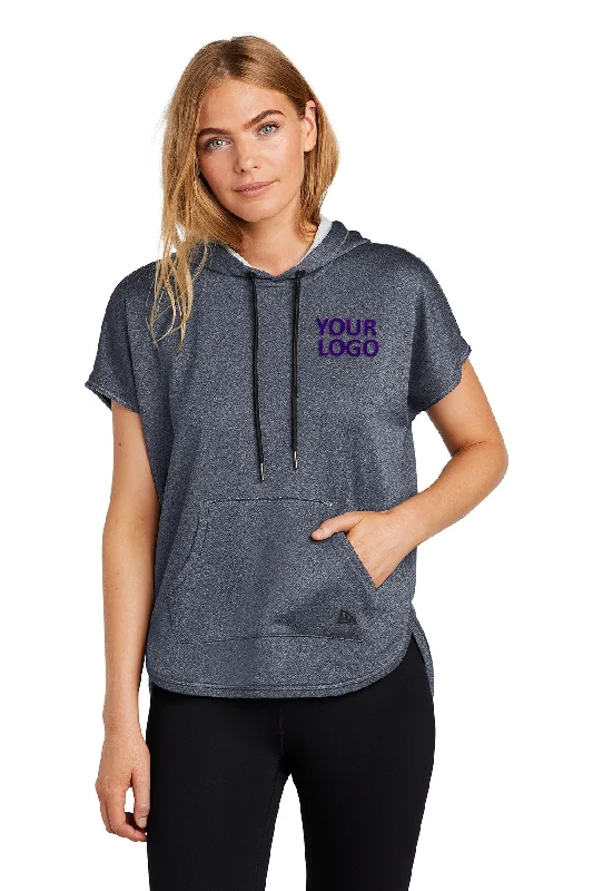 New Era Ladies Short Sleeve Custom Hoodies, True Navy Heather